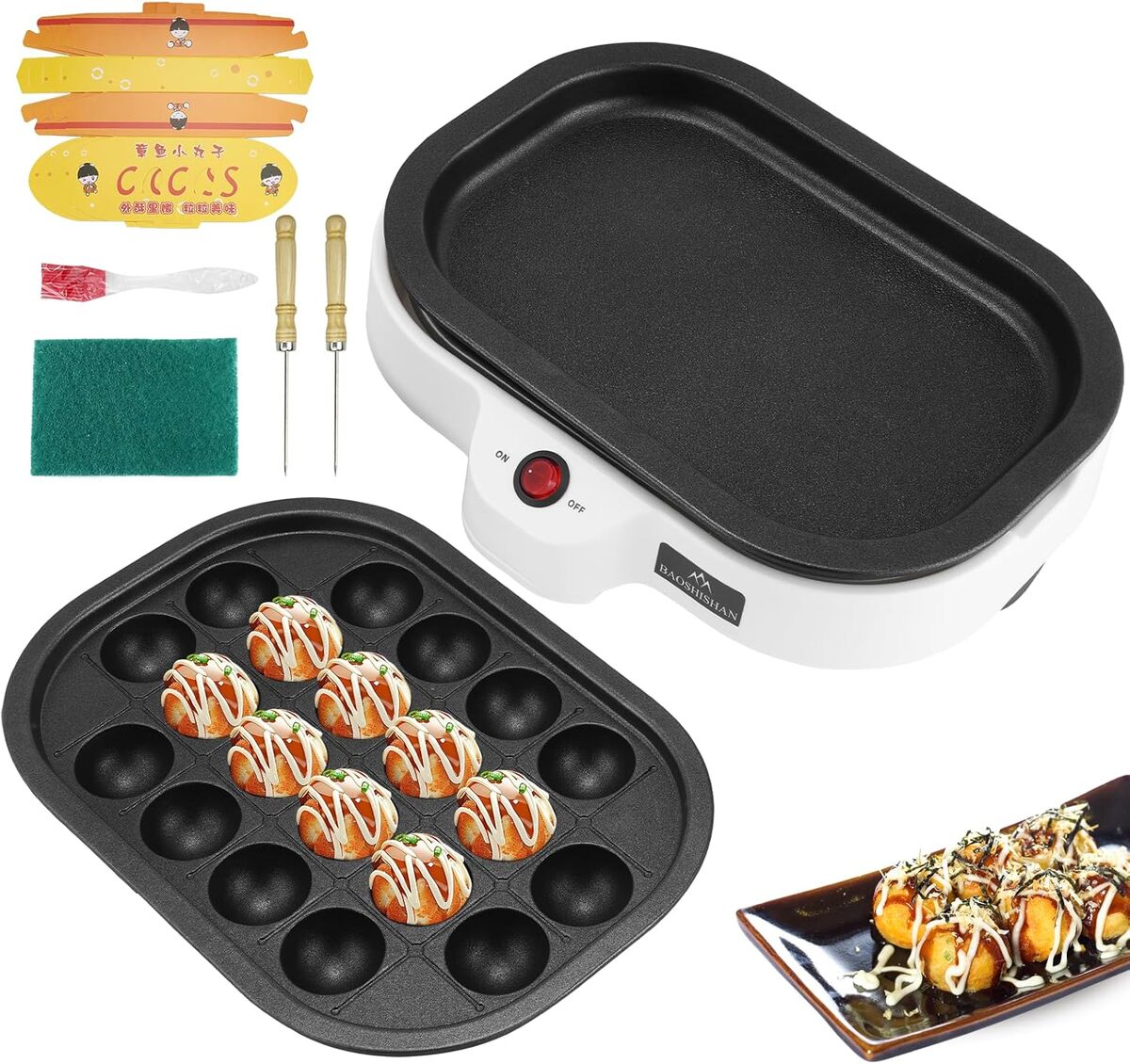 Test de la machine à takoyaki électrique Baoshishan : performance 20 trous