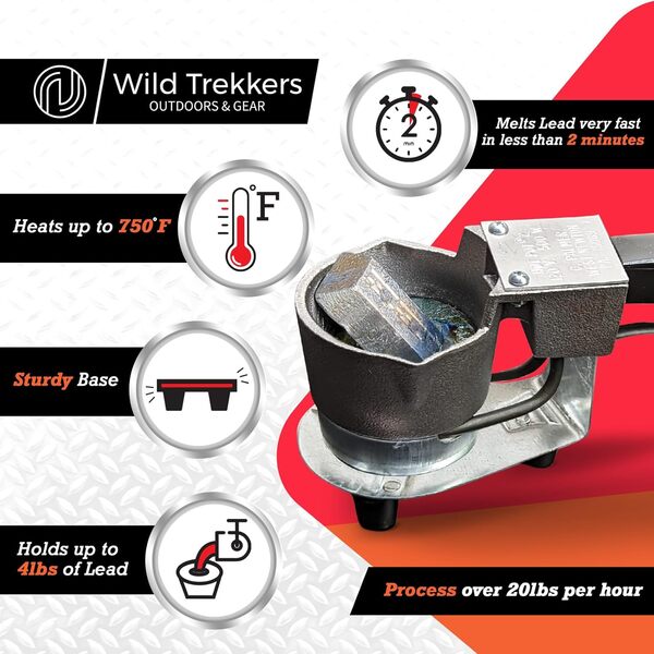 Do-It Molds Hot Pot 2 Pot de fusion pour plomb, électrique, contenance 590 ml, pour moulage de plombs de pêche et de balles, fabriqué aux États-Unis