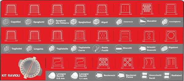 Sirge PASTARITA Machine À PÂTES sans Gluten 300 Watt - 22 types de PÂTES + Ravioli, Lasagne - 650 gr