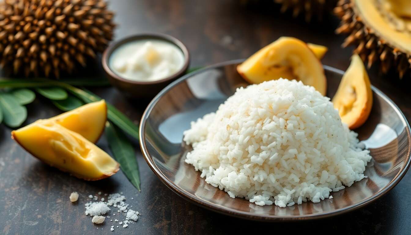 Riz Gluant au Lait de Coco et Crème de Durian : délice Exotique