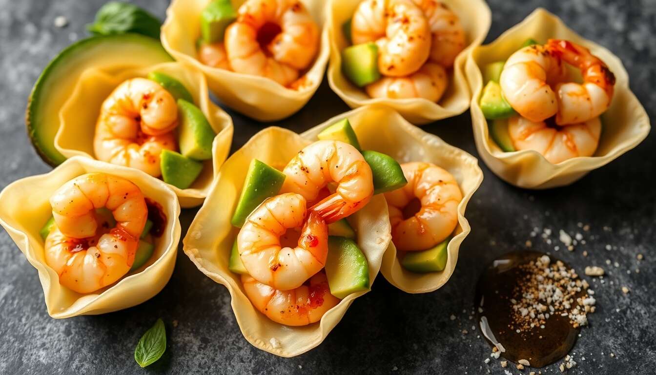 Wonton au Crevettes et Avocat : recette Facile
