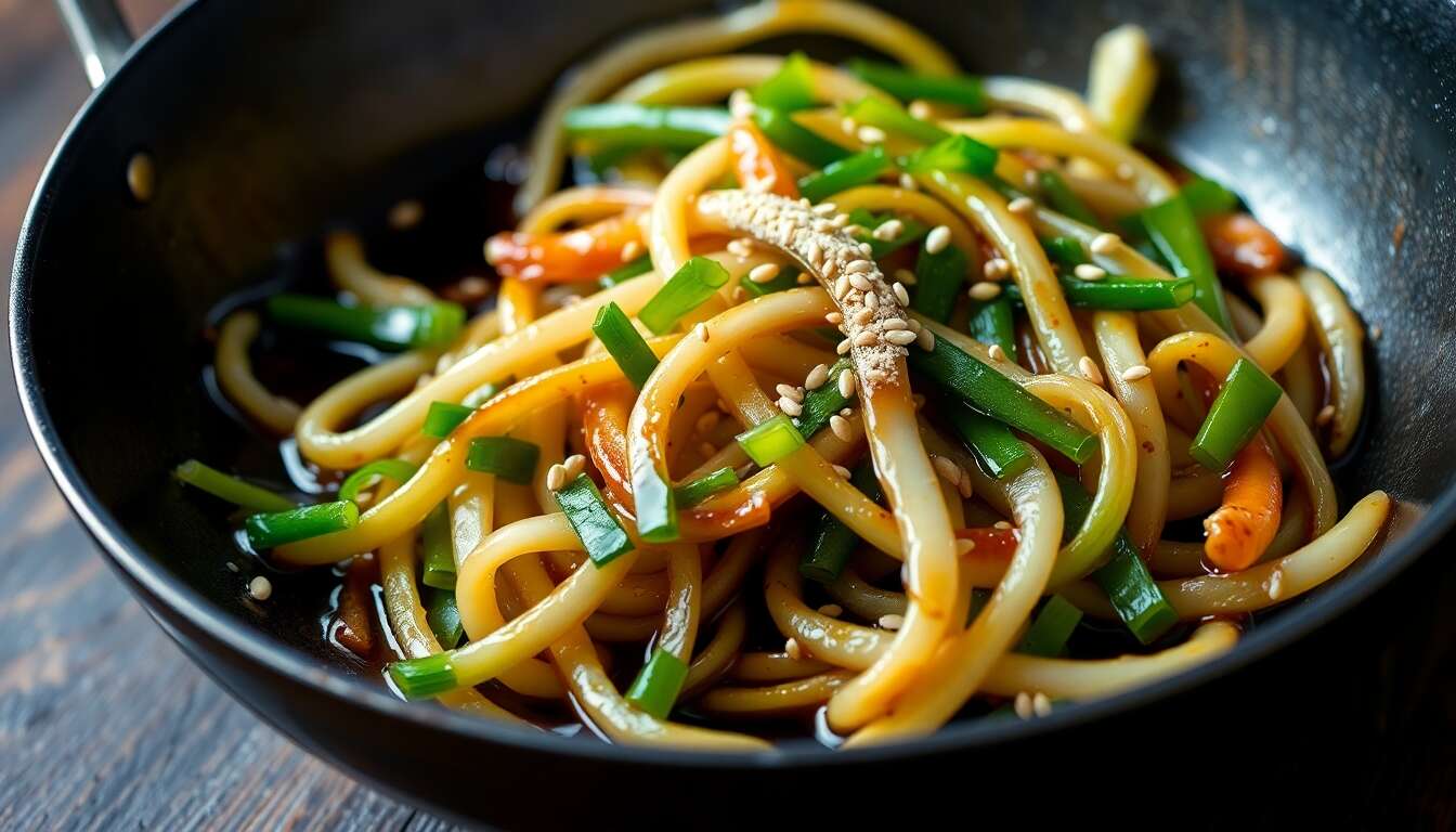 Wok de pousses de soja et cébette : recette saine et rapide