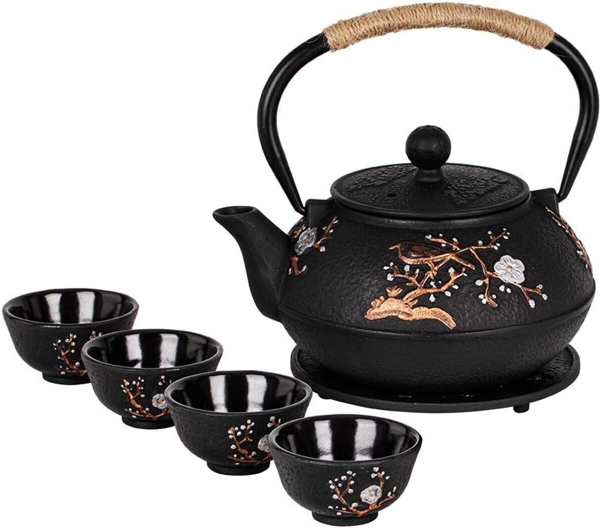 Avis : théière en fonte style japonais - motif père et mère, noir
