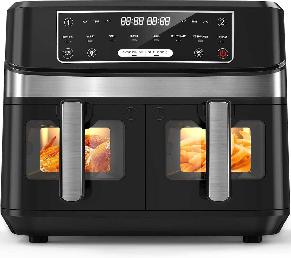 Test de l'air fryer OQCSUAT 10L : friteuse sans huile à double compartiment et 8 programmes