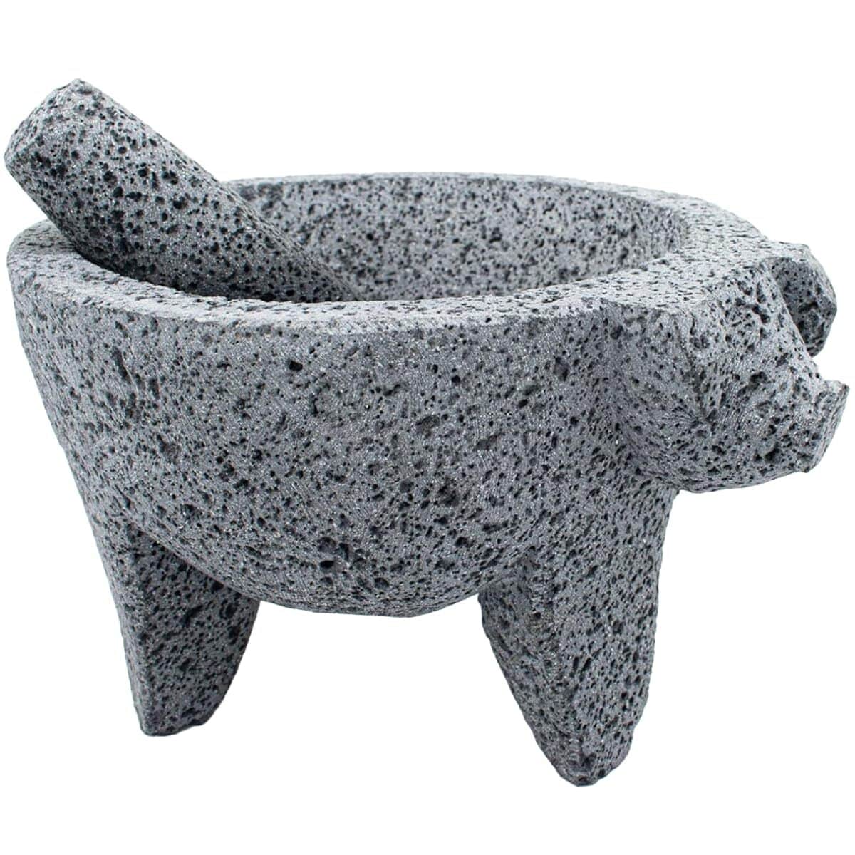 Test : mortier et pilon Yopido en molcajete motif cochon