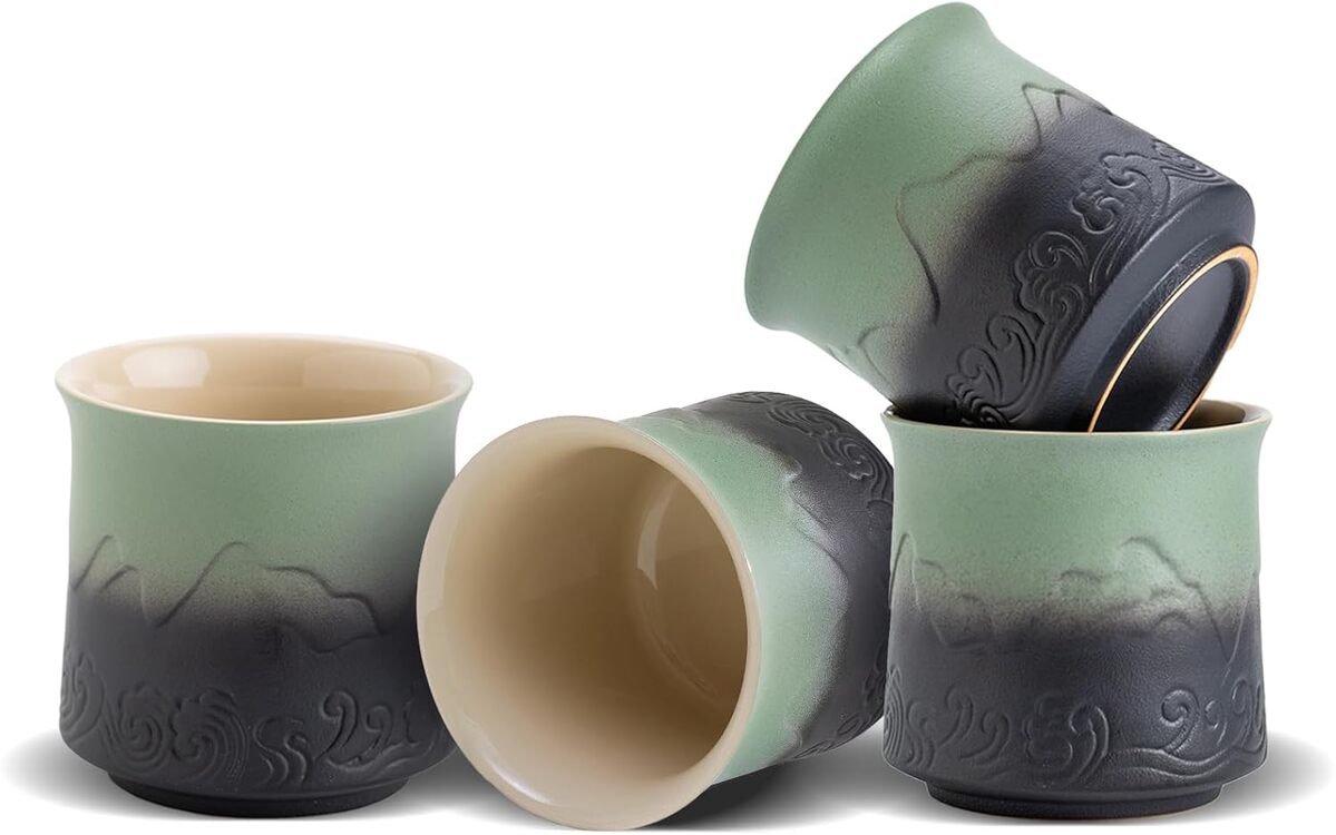 Avis : tasses à thé ZENS style japonais, lot de 4 en céramique gaufrée