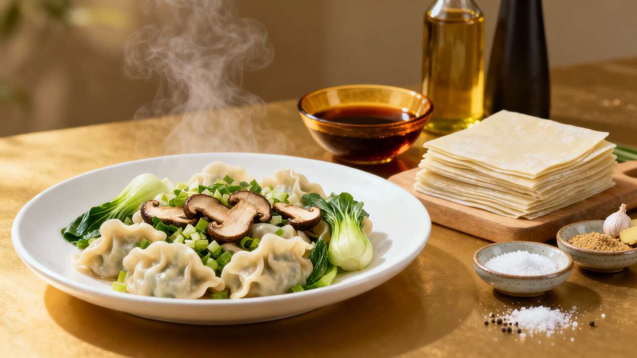 Recette de wonton au bok choy et champignon shiitake