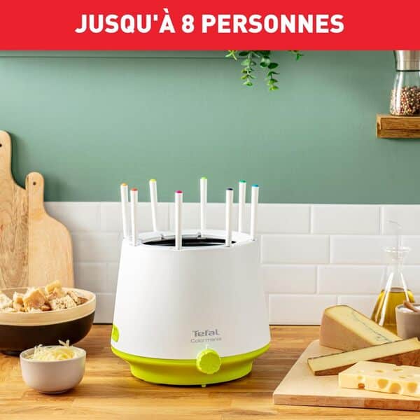Tefal Appareil à fondue 8 personnes, Fondues Bourguignonnes, Savoyardes, Chocolat, Chinoises, Paroi isolante Thermorespect, Caquelon antiadhésif, Thermostat réglable, Fabriqué en France EF260312