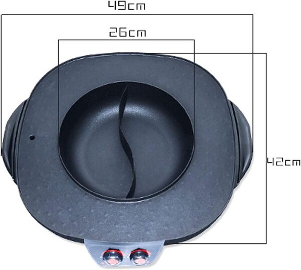 2 En 1 Appareil Fondue Hot Pot Electrique,Hotpot Avec Double Thermostat,Barbecue De Table Avec Grille,Grill éLectrique Pour La Maison,4000w