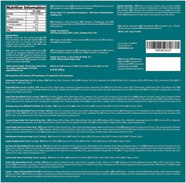 VAHDAM, Coffret cadeau Bloom – 12 mélanges premium dans une boîte de dégustation de luxe | Sélection 100% naturelle | Cadeau de Noël pour femmes et hommes