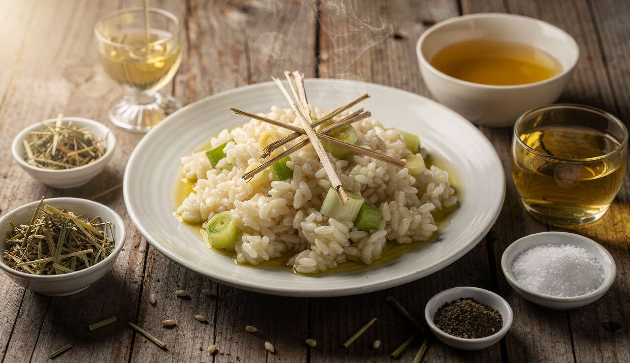 Risotto à la citronnelle, poireau et vin doux : une recette fantastique