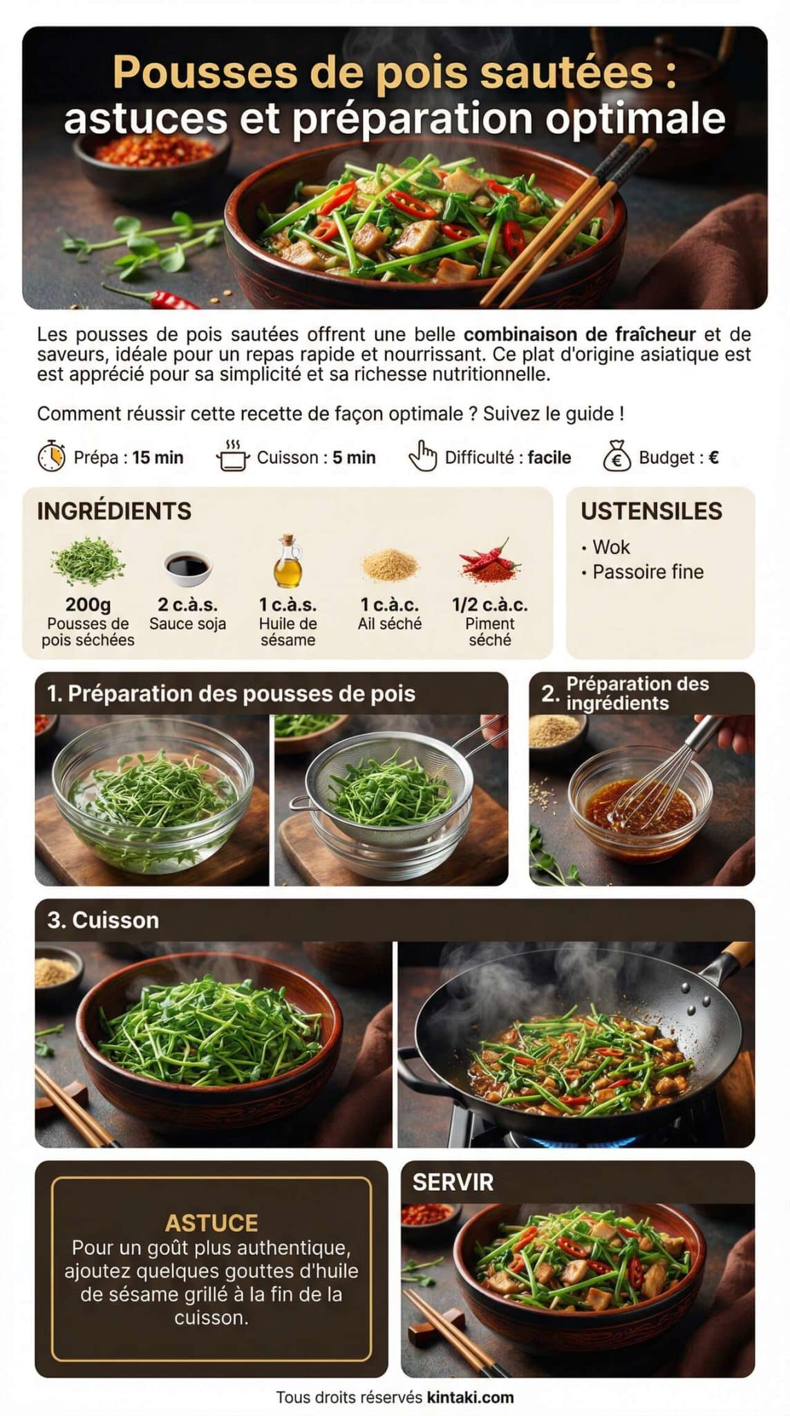 Fiche recette Pousses de pois saut&eacute;es : astuces et pr&eacute;paration optimale