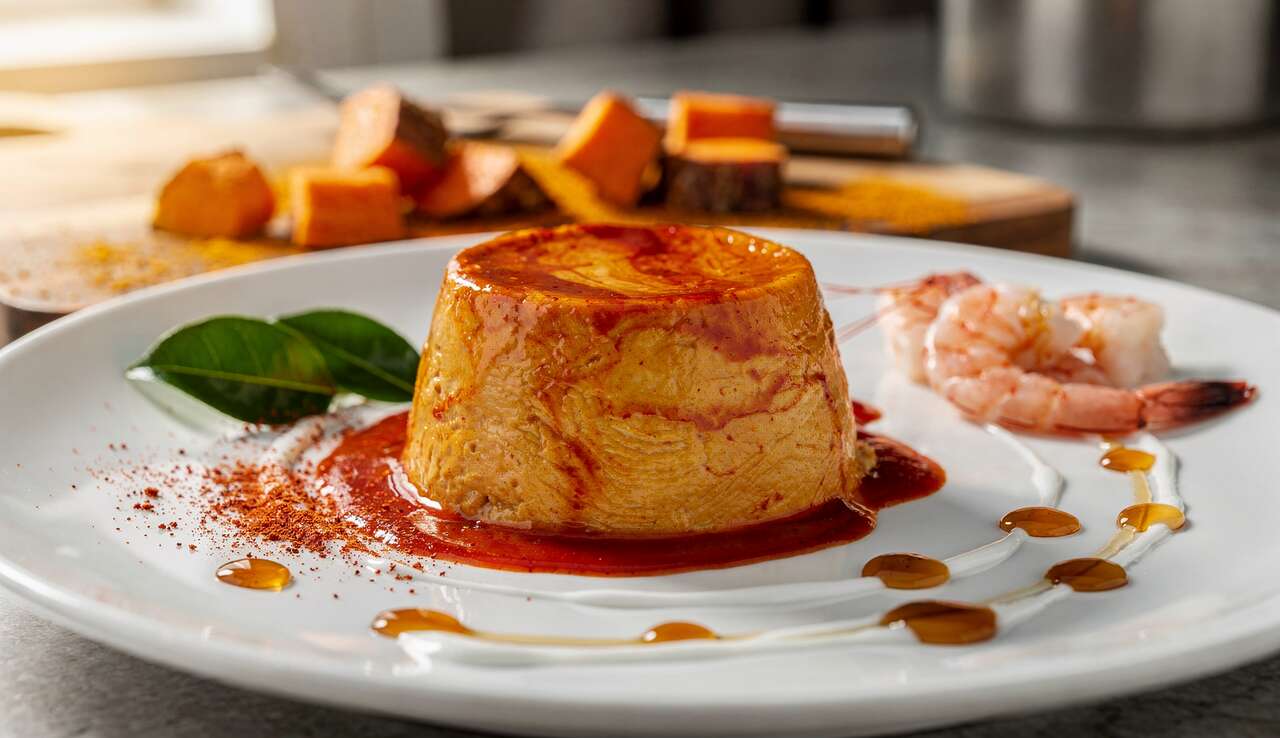 Flans de poulet et crevettes au curry rouge : recette épicée