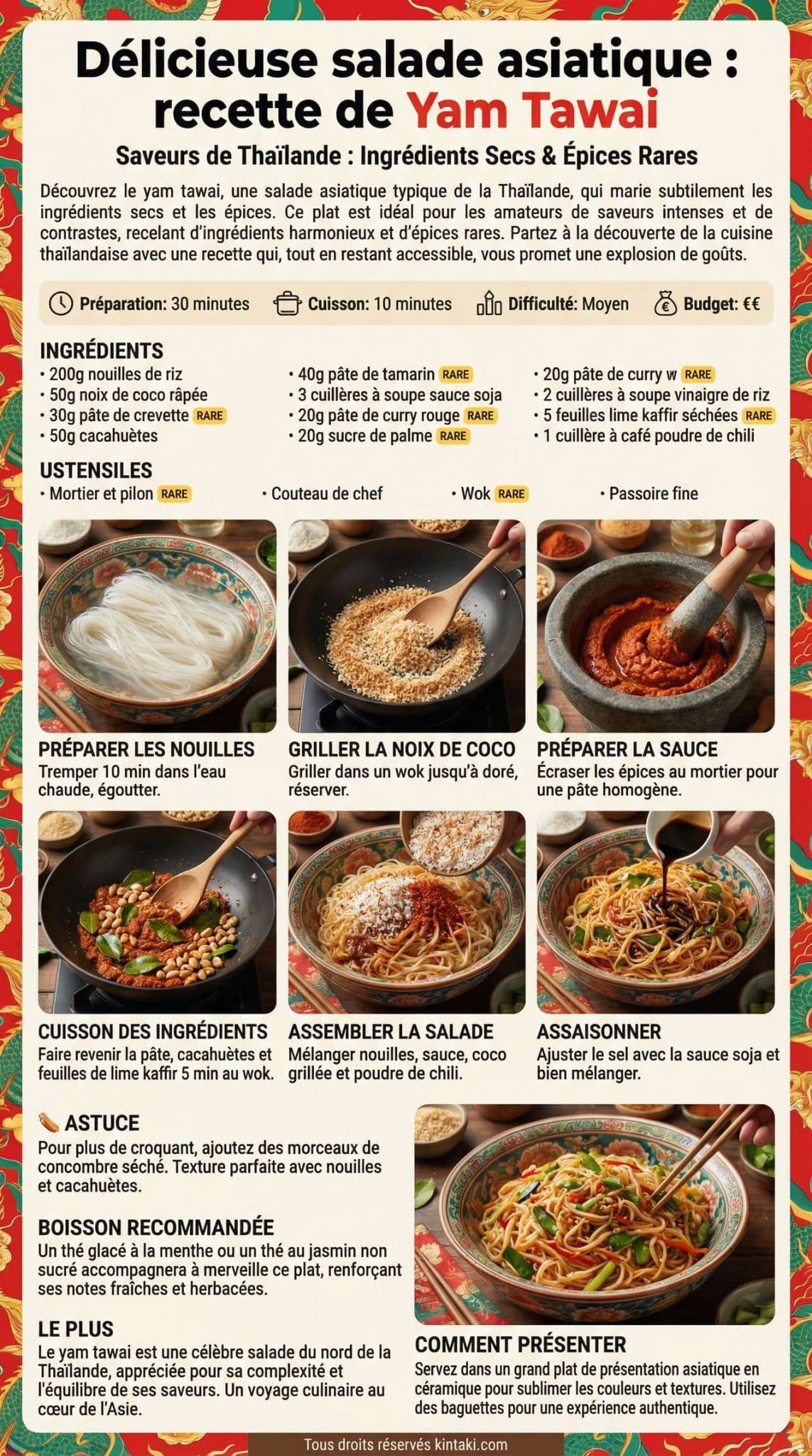 Fiche recette D&eacute;licieuse salade asiatique : recette de Yam Tawai