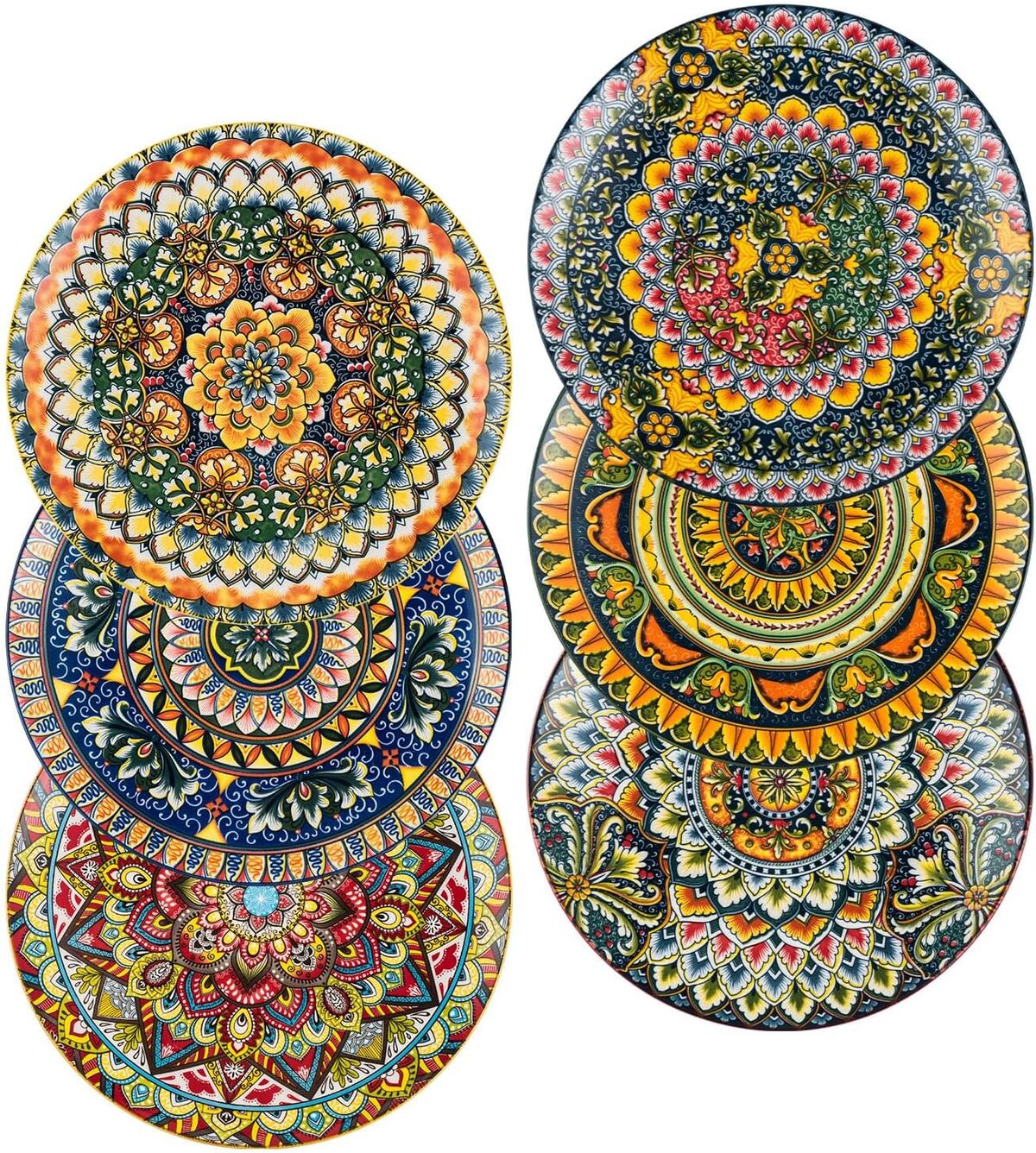 Avis sur les assiettes boho : lot de 6 en porcelaine multicolore
