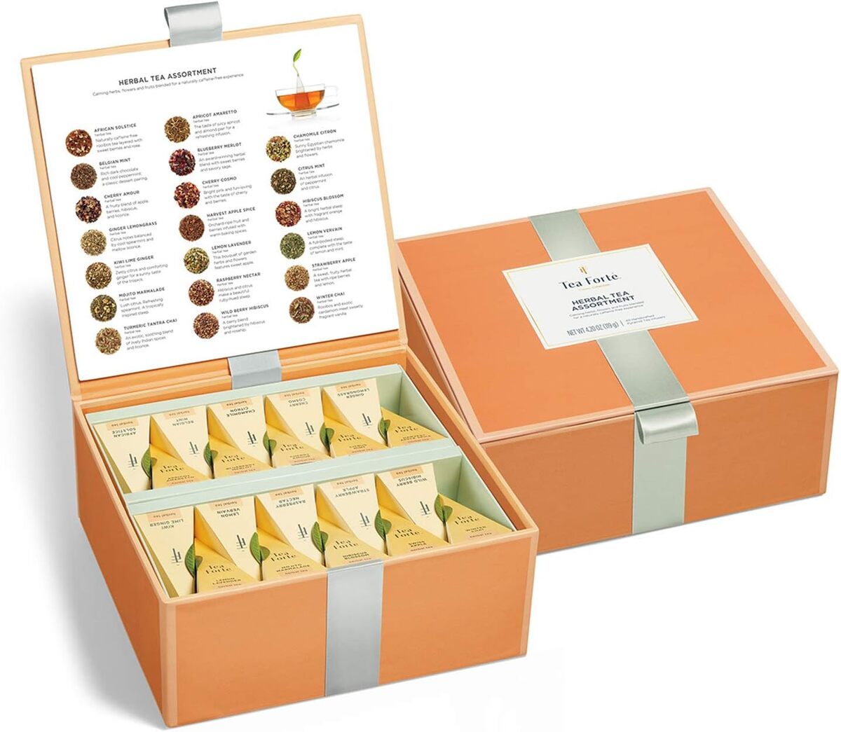 Revue coffret cadeau thé Tea Forte : assortiment de 40 pyramides de tisanes