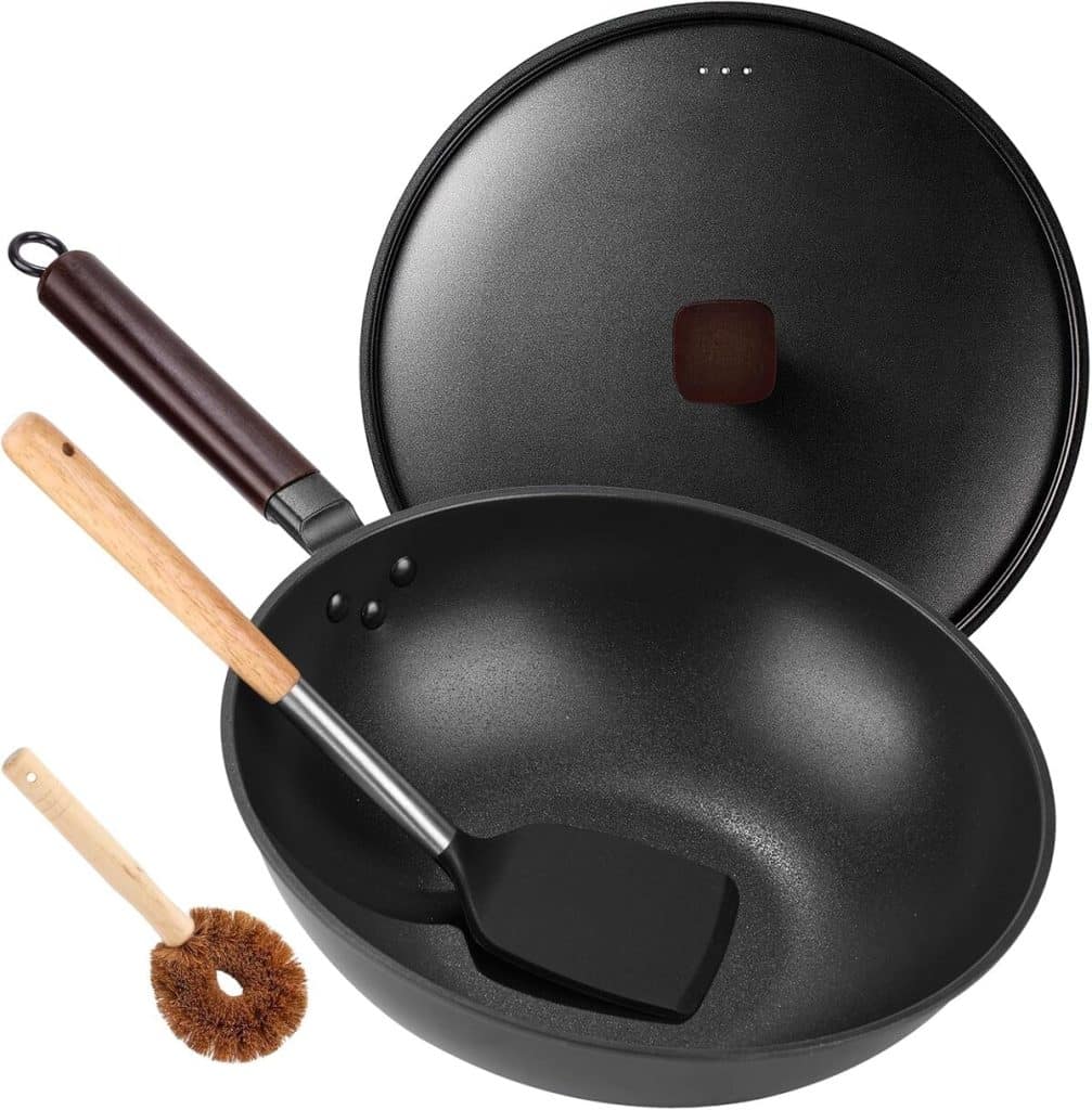Test du wok en acier au carbone 32, 8 cm : polyvalence et performance