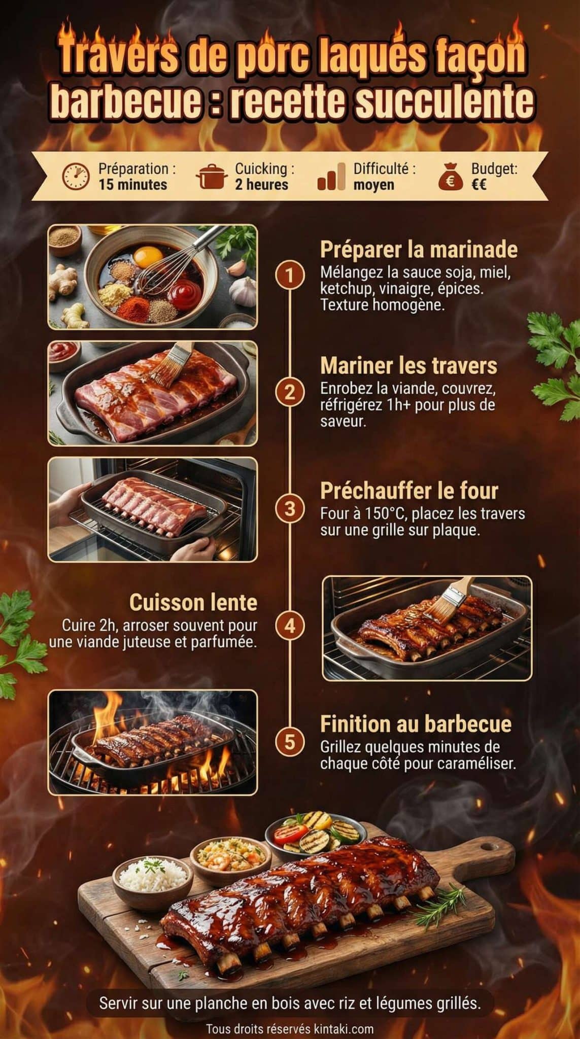 Fiche recette Travers de porc laqu&eacute;s fa&ccedil;on barbecue : recette succulente