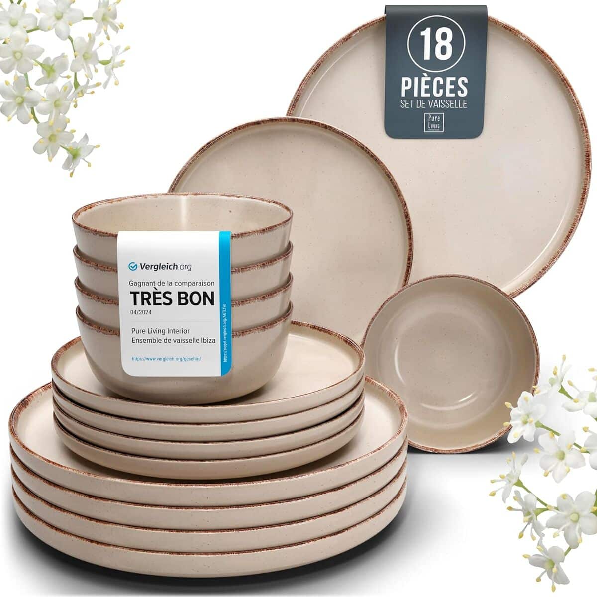 Test Pure Living : service de table faïence rustique 18 pièces