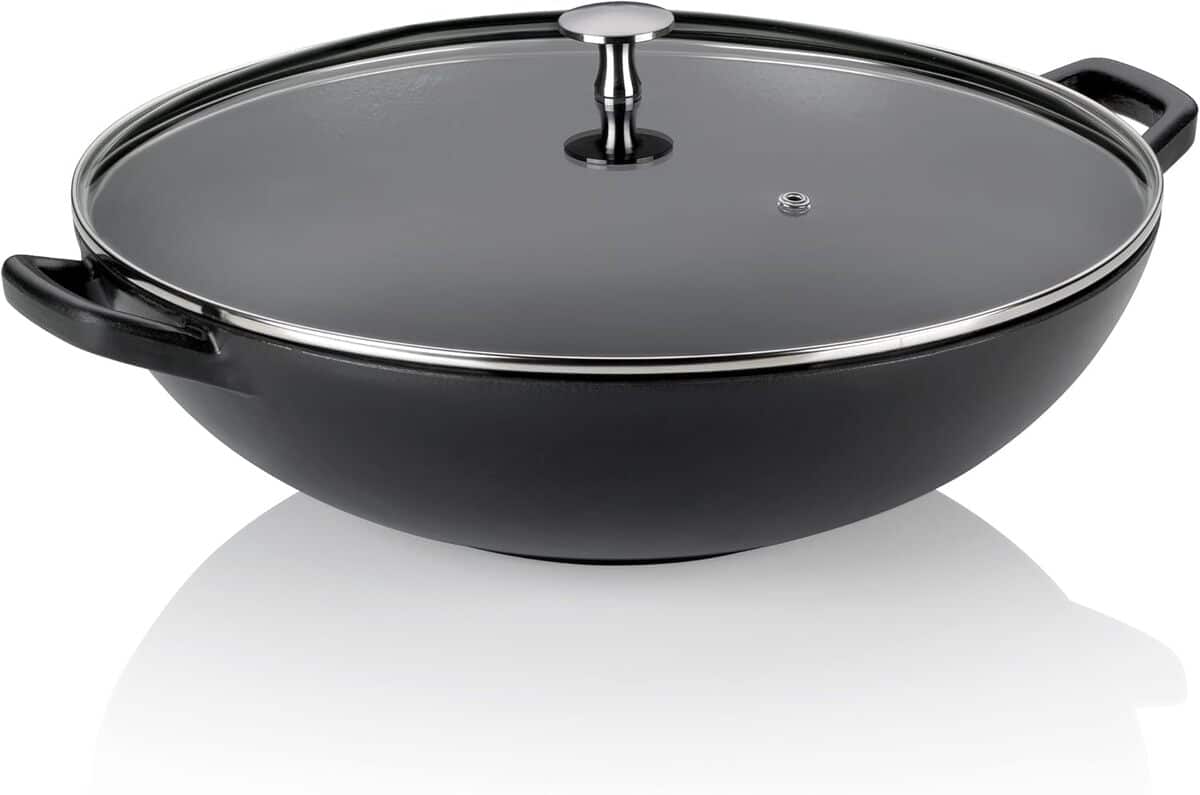Test : wok en fonte kela Calido 36 cm, induction et couvercle verre