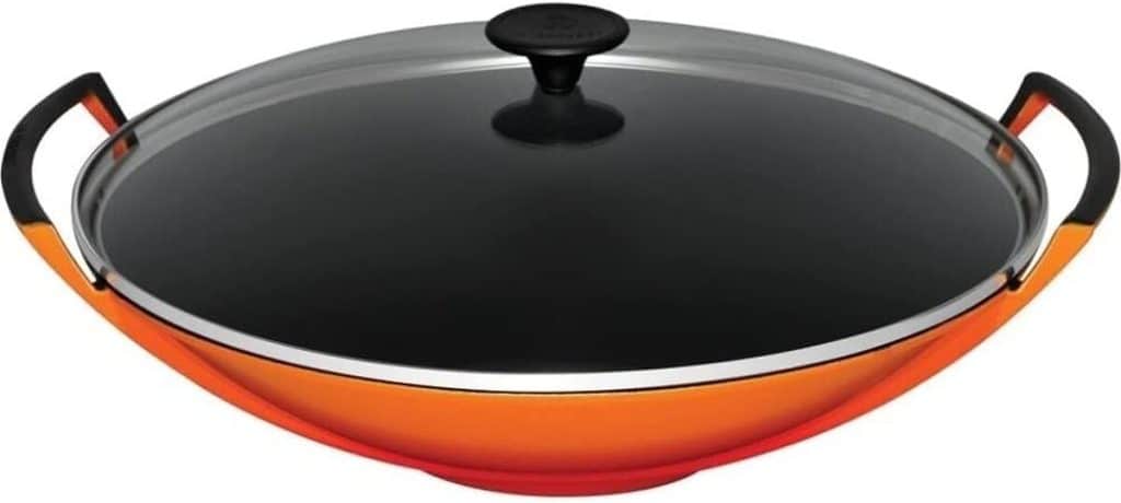 Test : wok Le Creuset en fonte émaillée 36 cm, volcanique