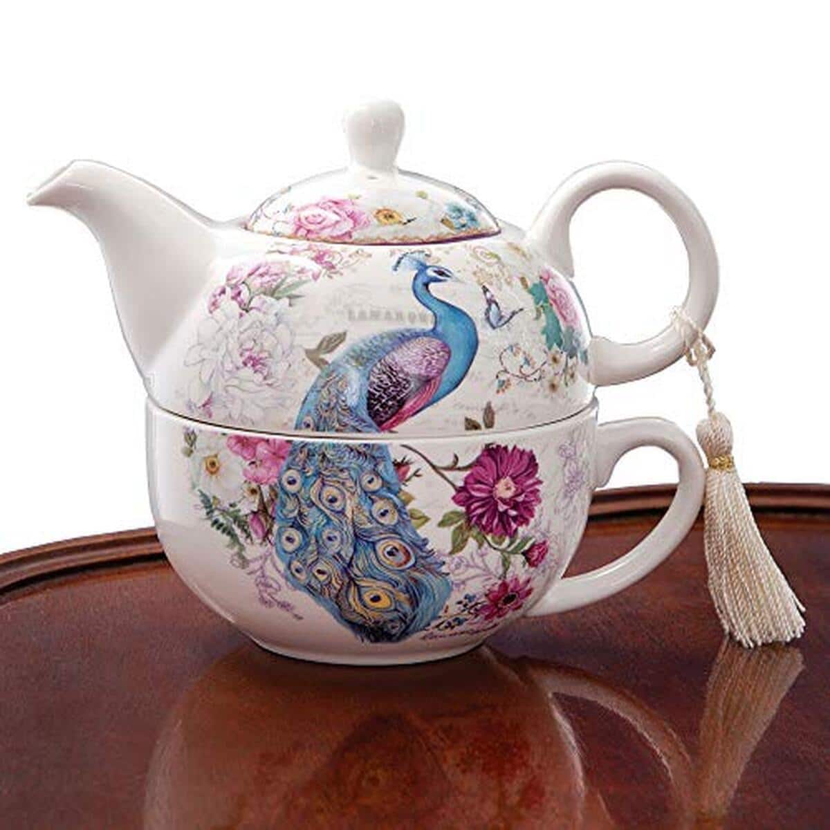 Avis : élégante théière en porcelaine de paon Bits and Pieces