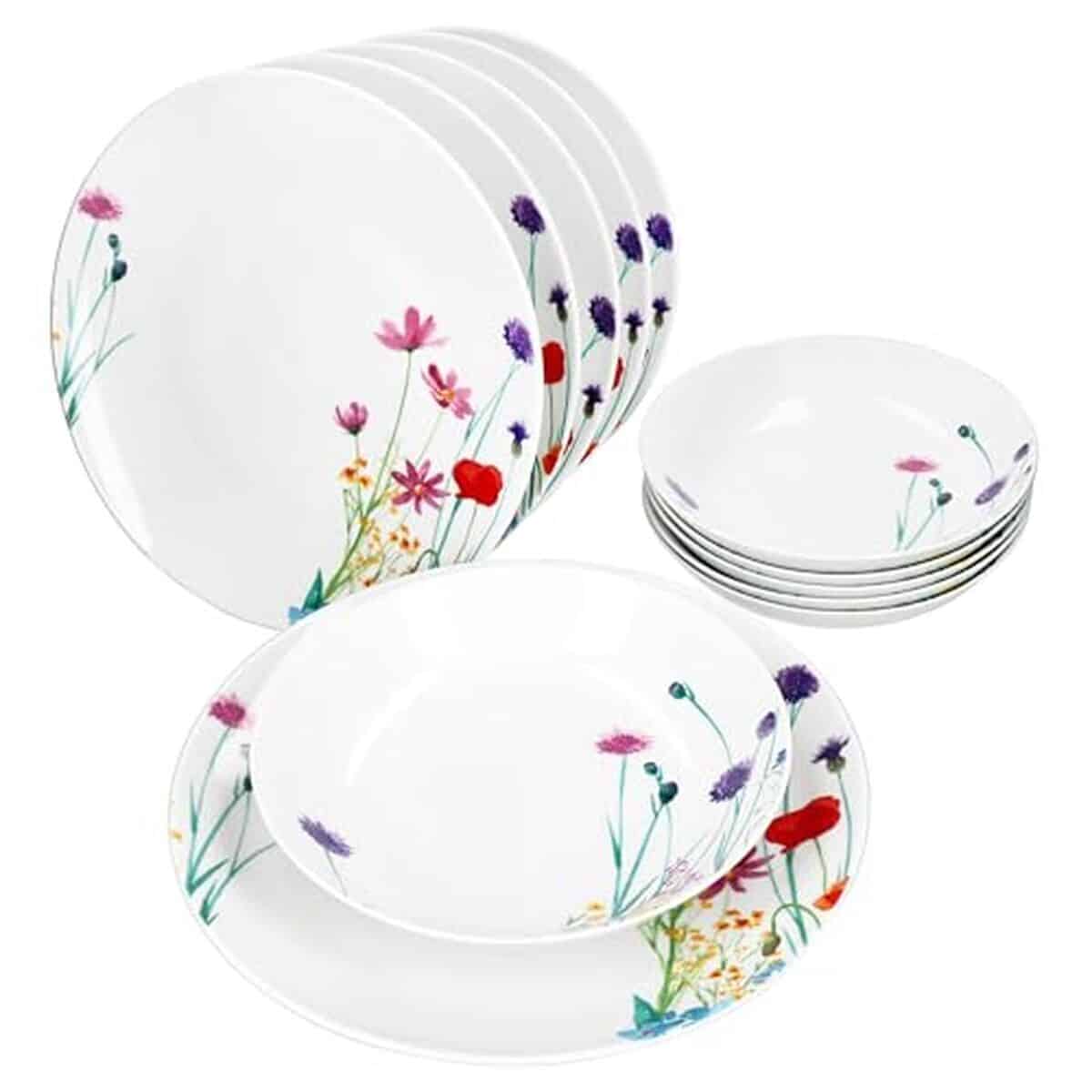 Avis : service de table MamboCat Marie, 12 pièces florales