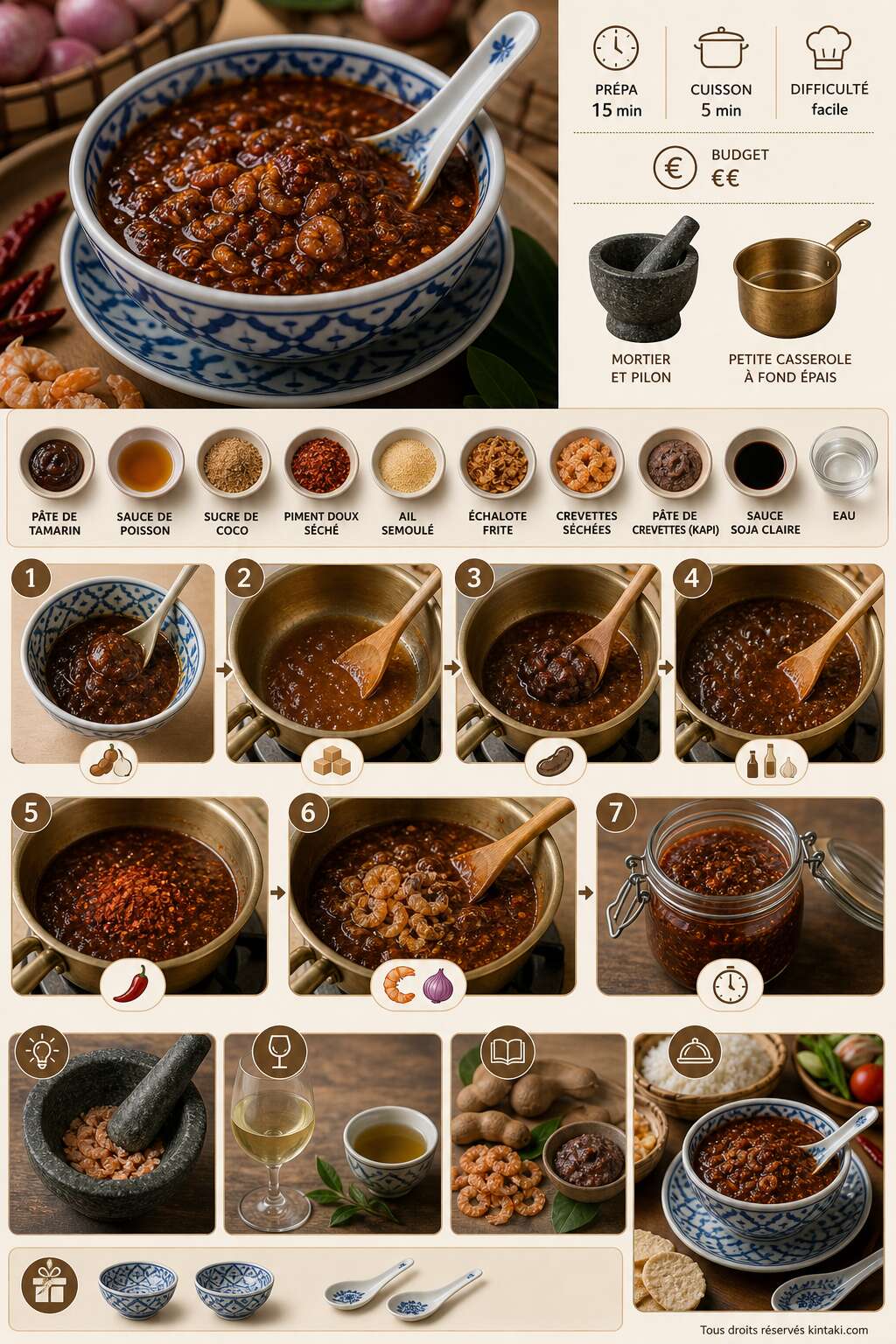 Fiche recette Recette Nahm Prik Kapi : tamarind et piment doux