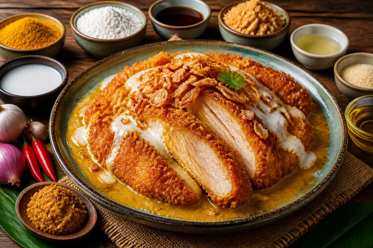 Poulet croustillant au curry jaune : recette savoureuse